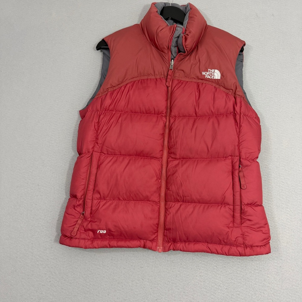 The North Face Vest Womens Large Red Nuptse 700 Down Puffer A256 Sleeveless